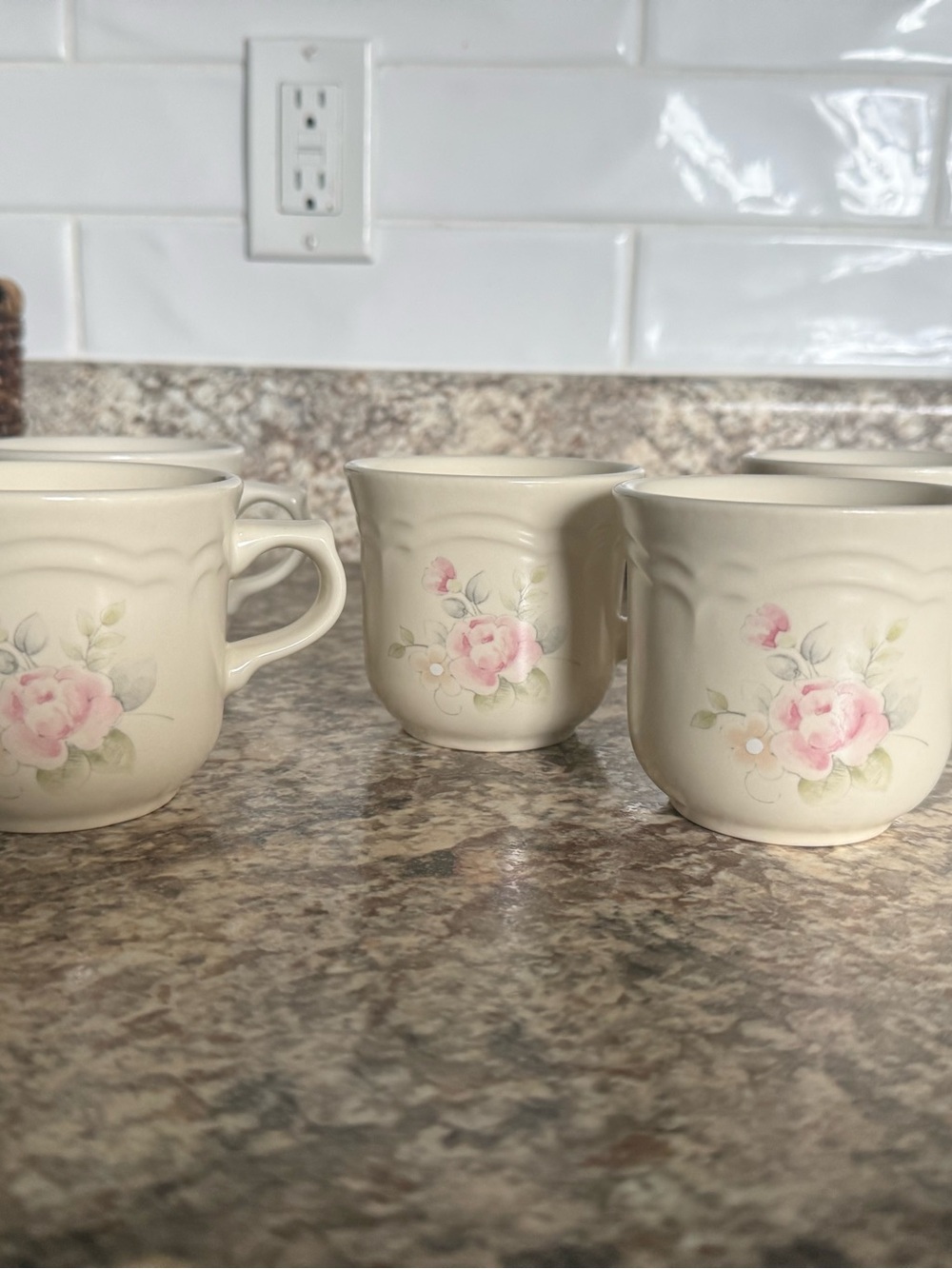 Vintage Pfaltzgraff Tea Rose Cups - Set of 5